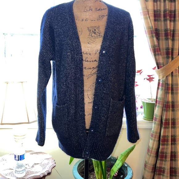 Adam Lippes 57%Silk 30Cashmere and 13Polyamide Navy Merle size M - Picture 10 of 12